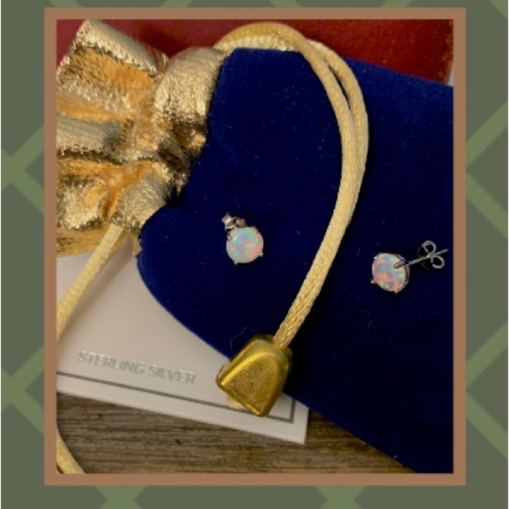 Opal Earrings in Sterling Silver - Picture 1 of 3
